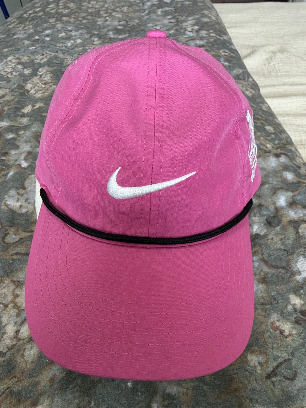 Nike Heritage86 Pink Rope Golf Cap with White Swoosh and Black Cord